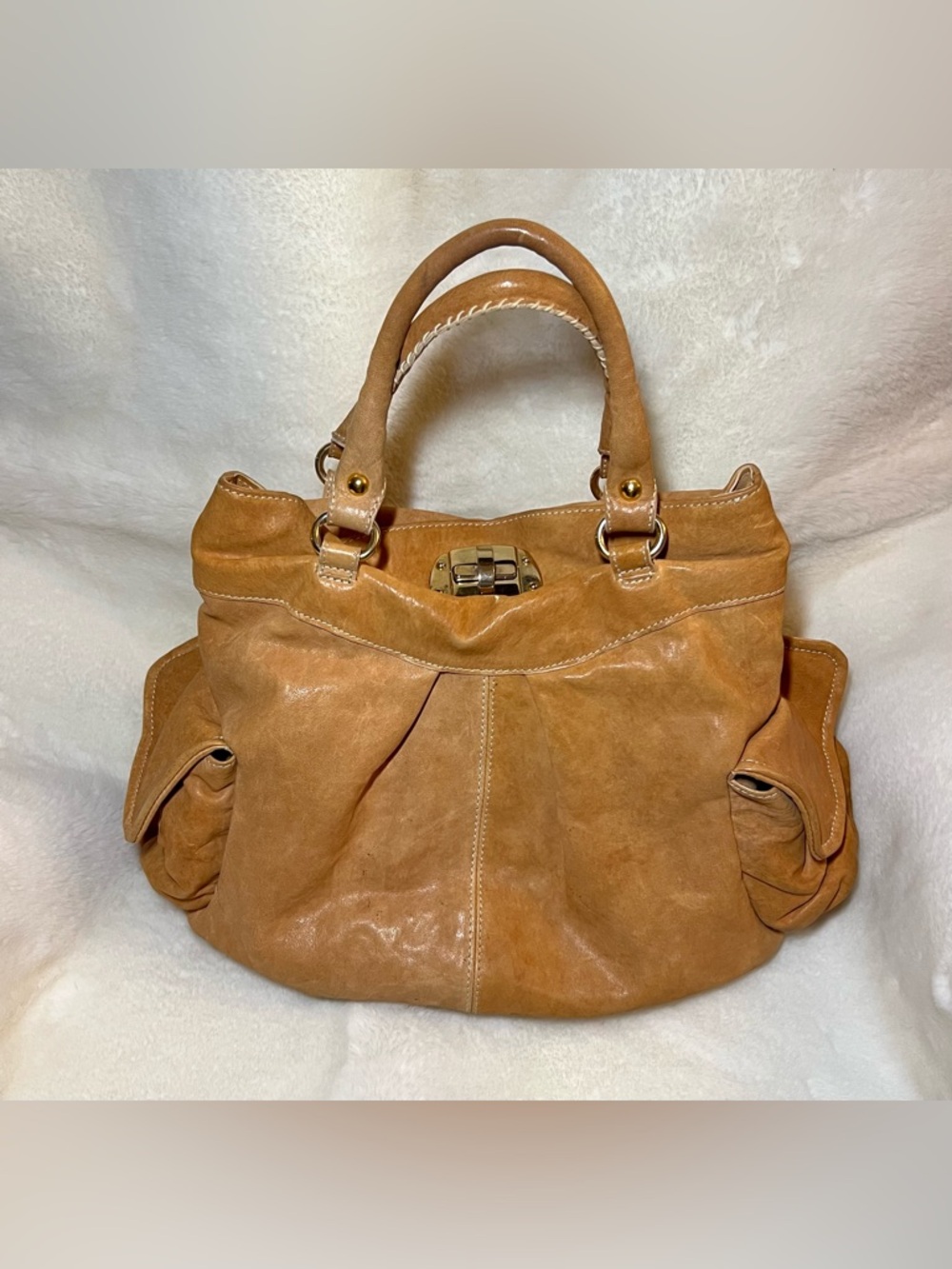 Paolo Masi Italian Leather Shoulder Bag Tan Slouchy Hobo Purse - made in Italy